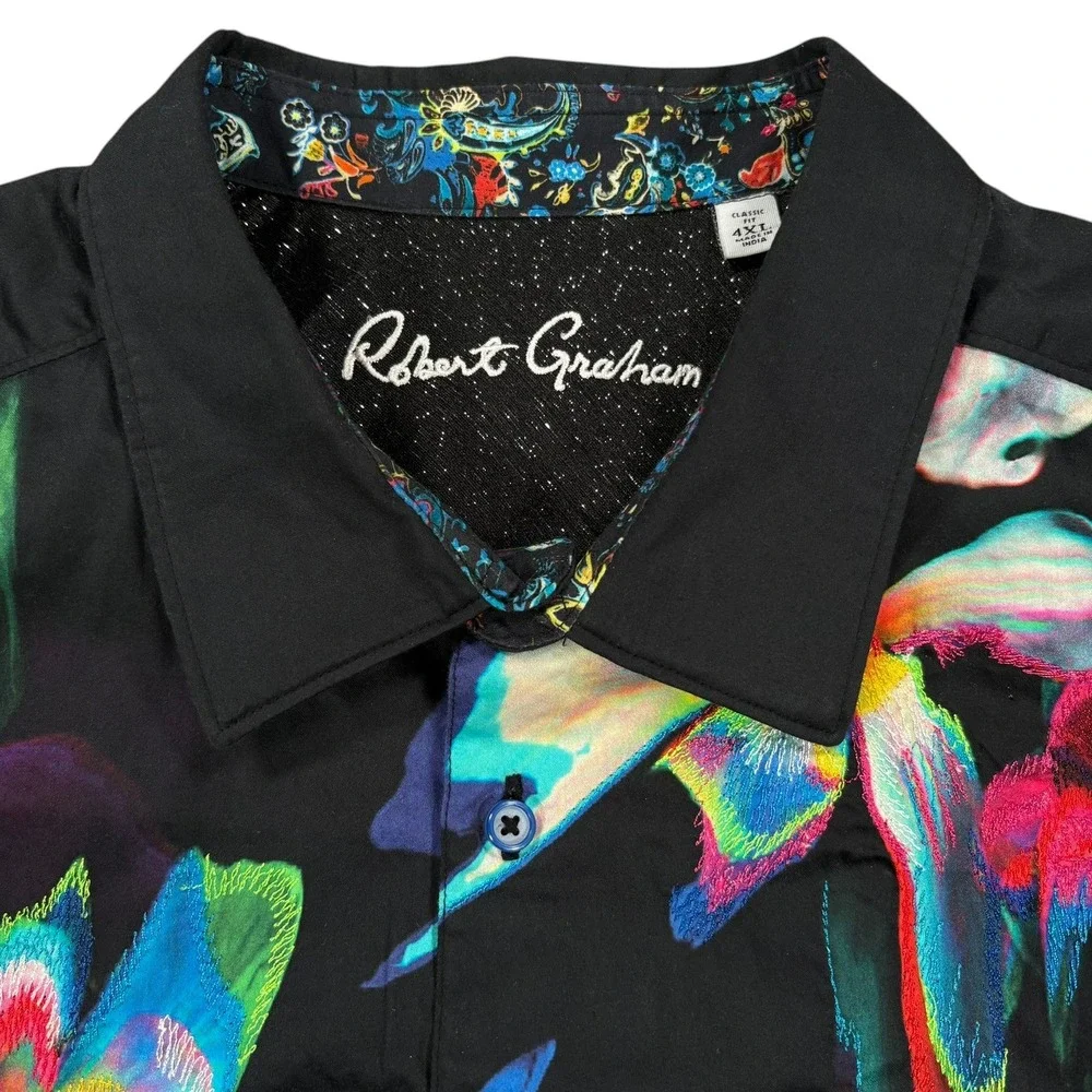 Robert Graham Aurora Shirt Mens 4XL Black Abstract Floral Embroidered Exclusive